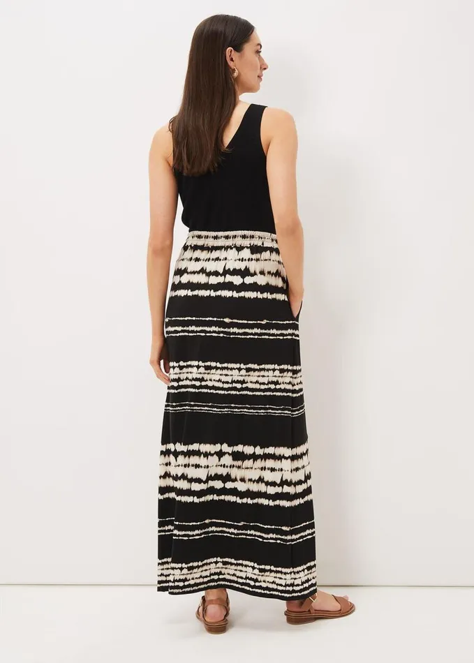 Phase Eight Ce Ce Tie Dye Jersey Maxi Skirt Black Women Skirts