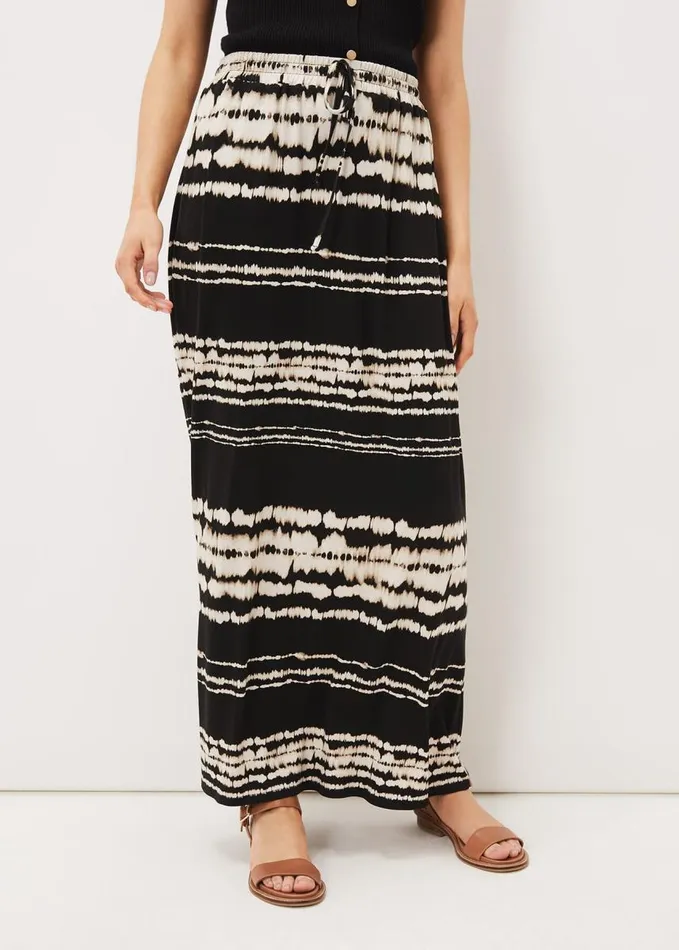 Phase Eight Ce Ce Tie Dye Jersey Maxi Skirt Black Women Skirts