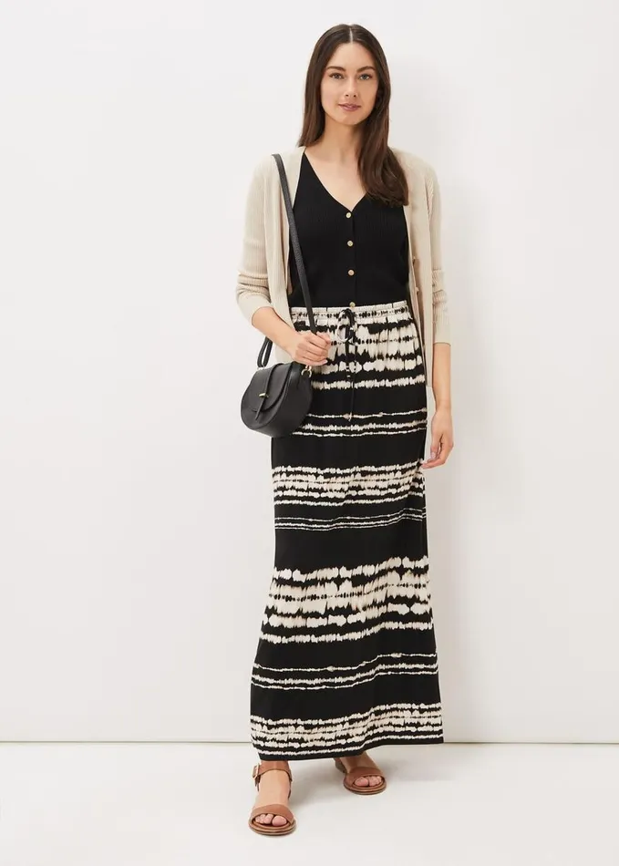 Phase Eight Ce Ce Tie Dye Jersey Maxi Skirt Black Women Skirts