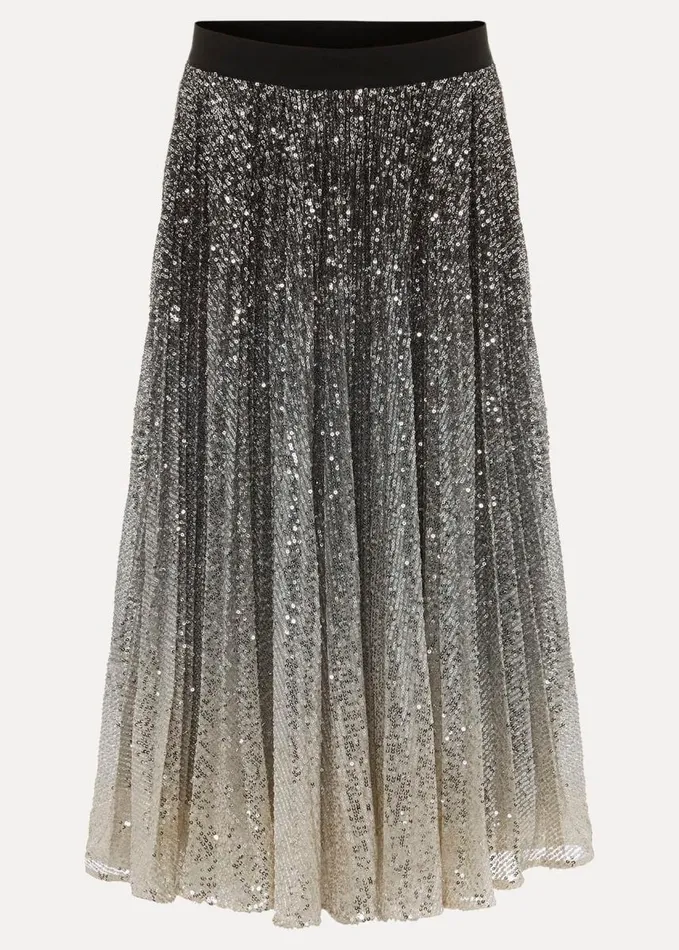 Phase Eight Celeste Sequin Ombre Pleated Midi Skirt Multicoloured Women Skirts