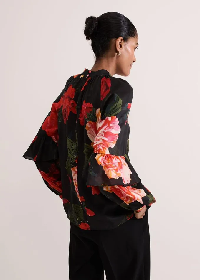 Phase Eight Celina Rose Print Blouse Red Women Shirts and Blouses
