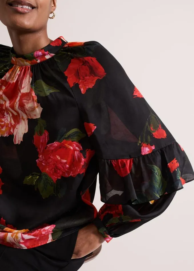 Phase Eight Celina Rose Print Blouse Red Women Shirts and Blouses