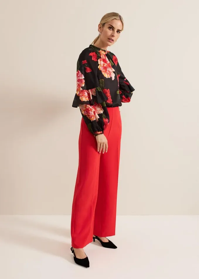 Phase Eight Celina Rose Print Blouse Red Women Shirts and Blouses