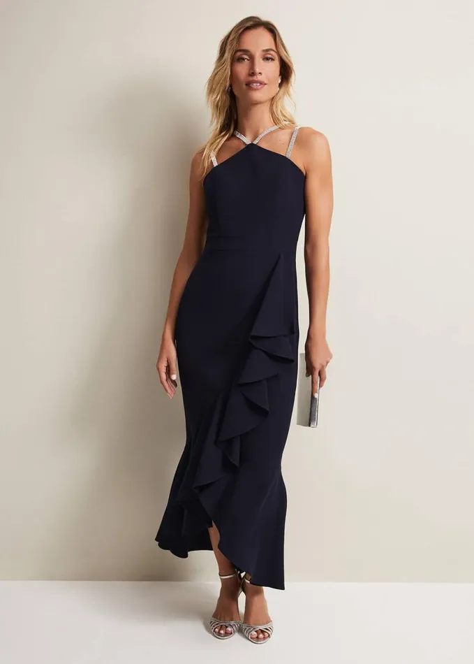 Phase Eight Chantal Navy Jewel Strap Maxi Dress Navy Women Dresses