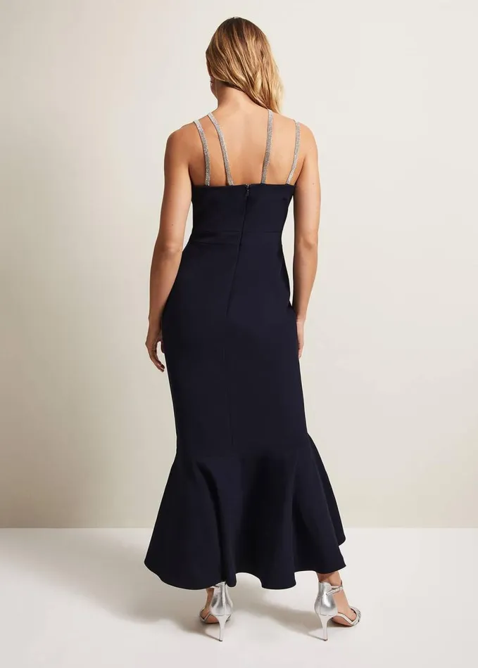 Phase Eight Chantal Navy Jewel Strap Maxi Dress Navy Women Dresses