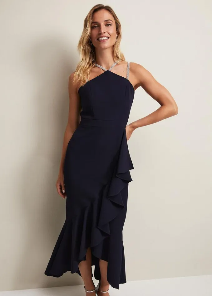 Phase Eight Chantal Navy Jewel Strap Maxi Dress Navy Women Dresses