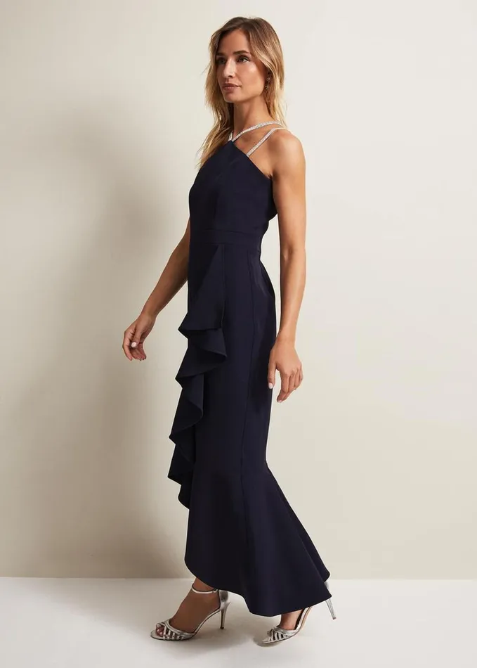 Phase Eight Chantal Navy Jewel Strap Maxi Dress Navy Women Dresses