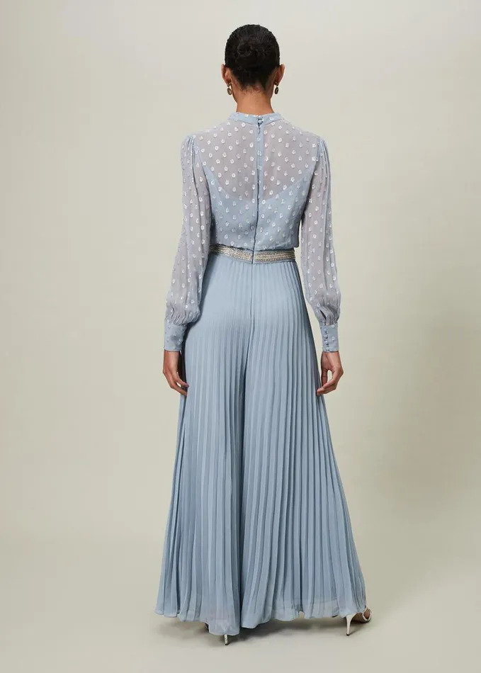 Phase Eight Charley Pleated Jumpsuit Soft Blue Women Dresses