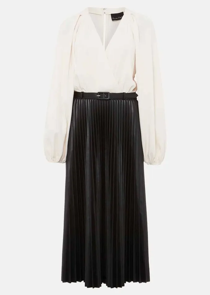 Phase Eight Charlotta Faux Leather Midi Dress Ivoryblack Women Dresses