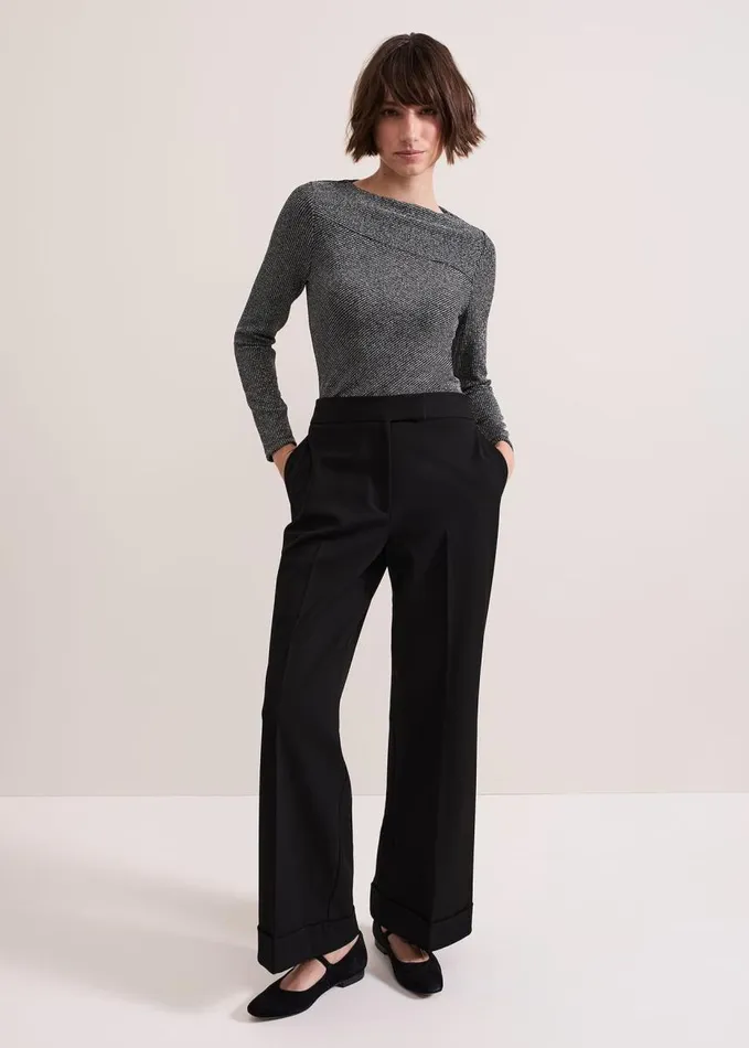 Phase Eight Clarissa Shimmer Rib Top Silver Women Tops and TShirts