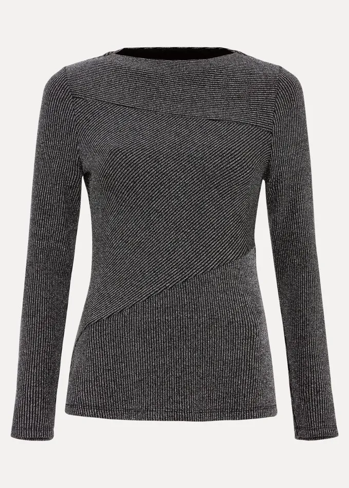 Phase Eight Clarissa Shimmer Rib Top Silver Women Tops and TShirts