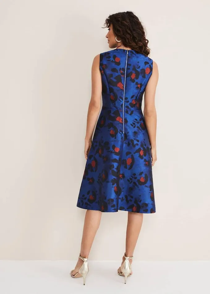 Phase Eight Clarisse Print Jacquard Dress Cobaltmulti Women Dresses