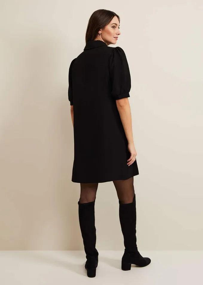 Phase Eight Claudia Button Swing Mini Dress Black Women Dresses
