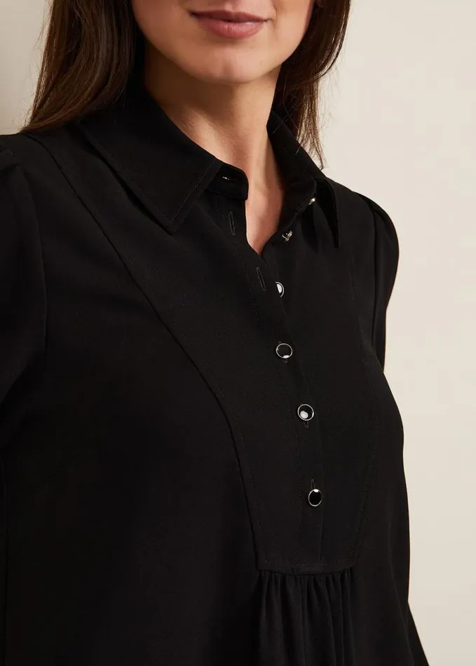 Phase Eight Claudia Button Swing Mini Dress Black Women Dresses