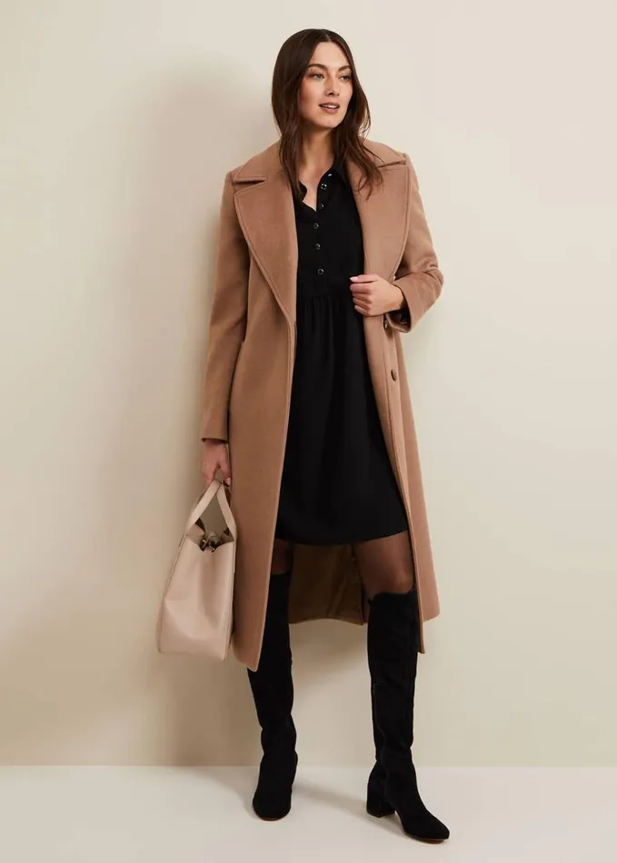 Phase Eight Claudia Button Swing Mini Dress Black Women Dresses