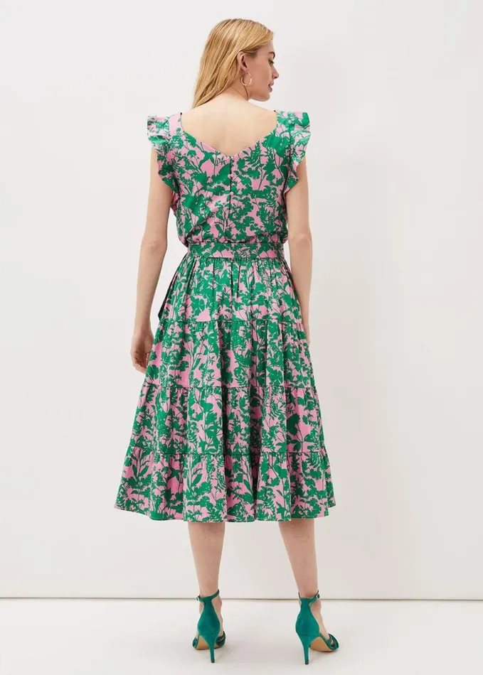 Phase Eight Cleona Printed Dobby CoOrd Top Candy Pink Grass Green Women Tops and TShirts