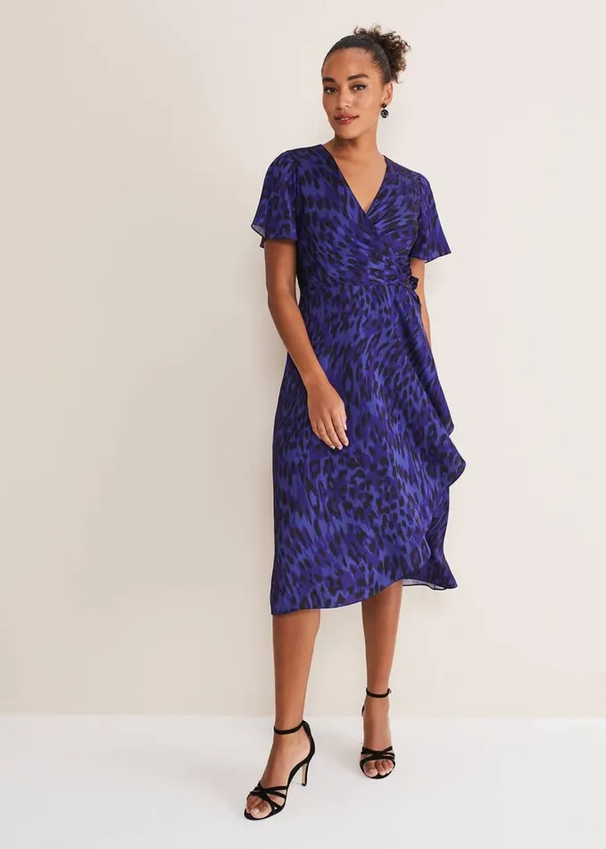 Phase Eight Colletta Print Wrap Dress Ultra Violet Women Dresses