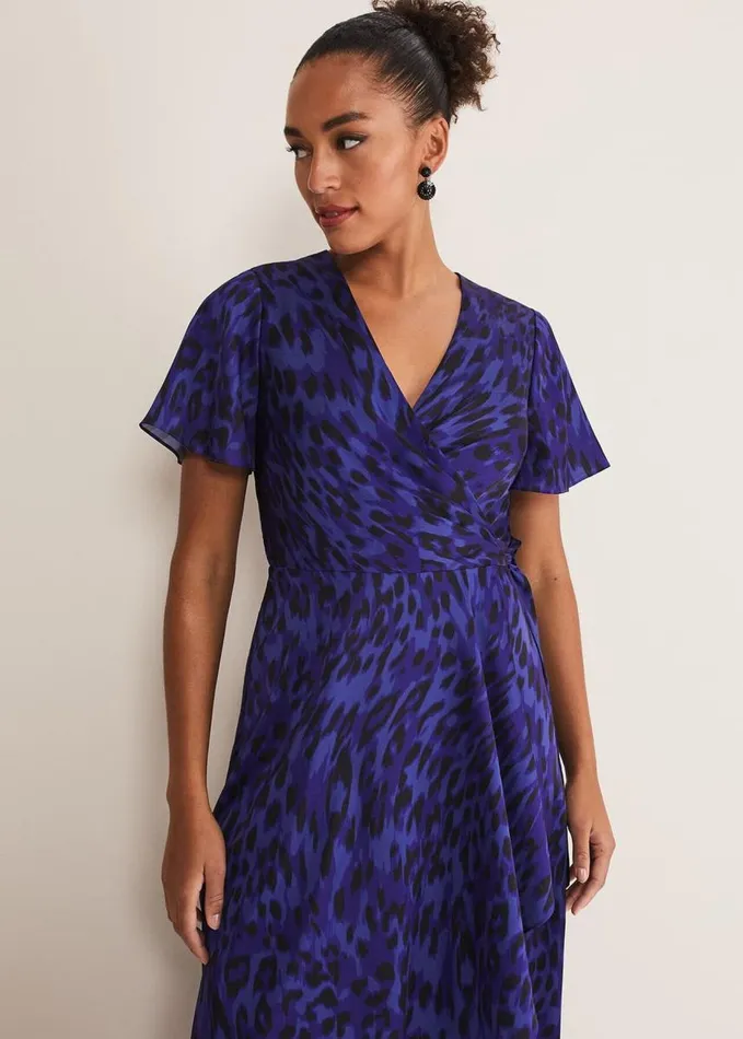 Phase Eight Colletta Print Wrap Dress Ultra Violet Women Dresses