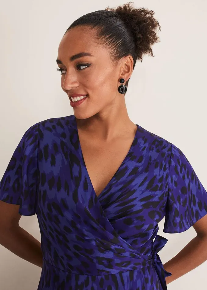 Phase Eight Colletta Print Wrap Dress Ultra Violet Women Dresses