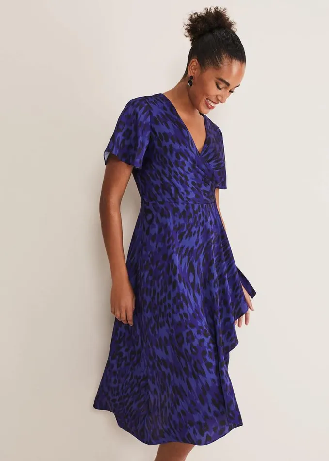 Phase Eight Colletta Print Wrap Dress Ultra Violet Women Dresses