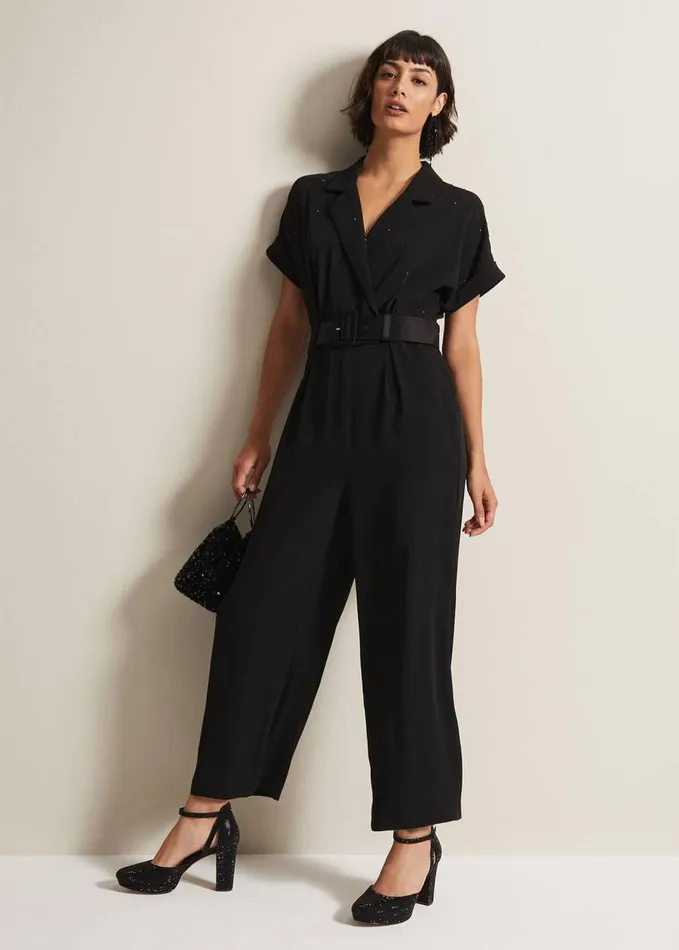 Phase Eight Constance Black Wide Leg Jumpsuit Black Women Dresses