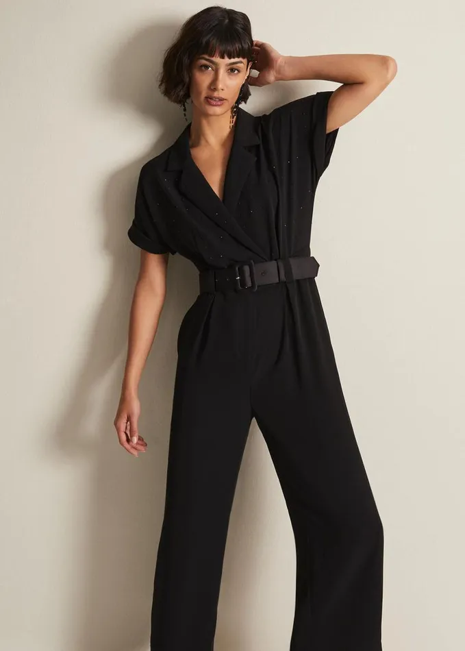 Phase Eight Constance Black Wide Leg Jumpsuit Black Women Dresses