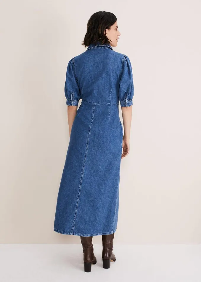 Phase Eight Cosette Denim Midaxi Dress Blue Women Dresses