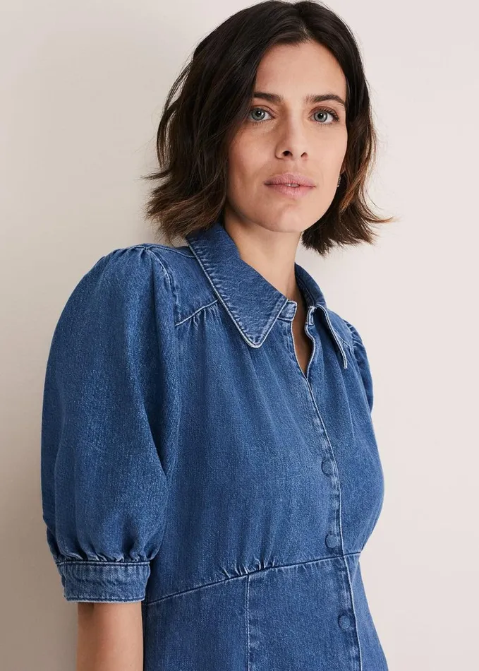 Phase Eight Cosette Denim Midaxi Dress Blue Women Dresses