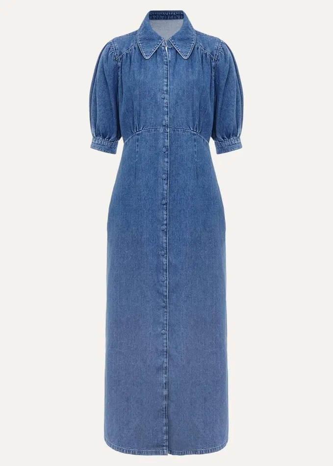 Phase Eight Cosette Denim Midaxi Dress Blue Women Dresses