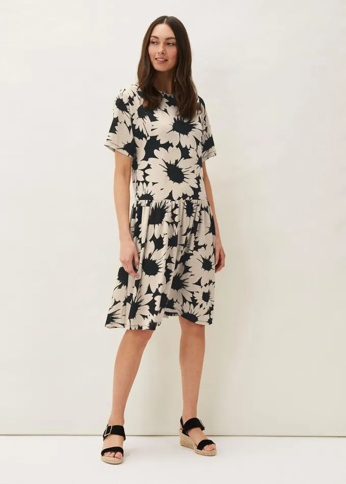 Phase Eight Daisy Print Swing Dress Blackivory Women Dresses