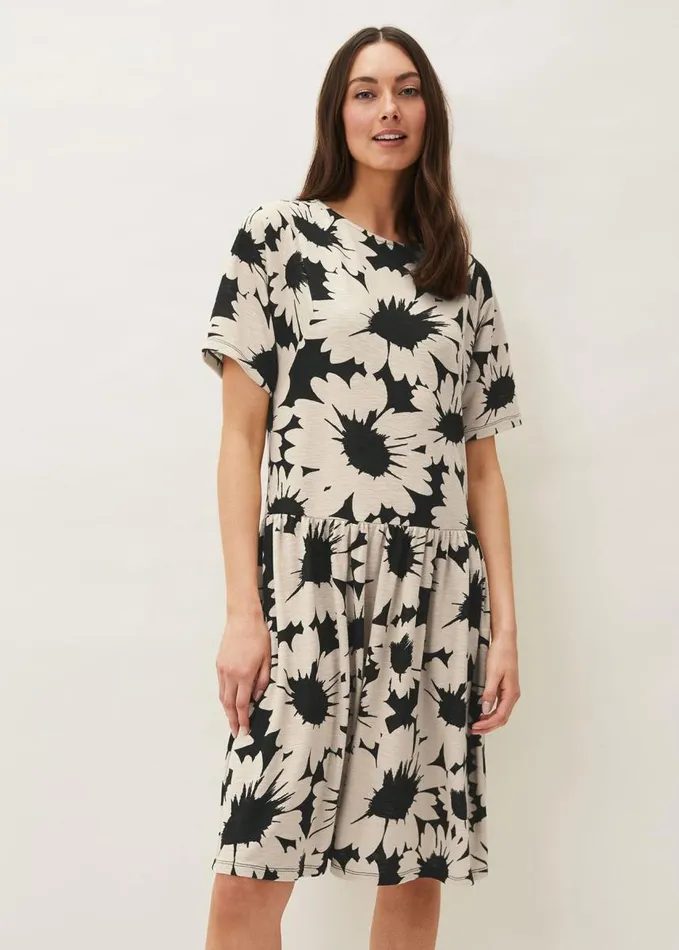 Phase Eight Daisy Print Swing Dress Blackivory Women Dresses