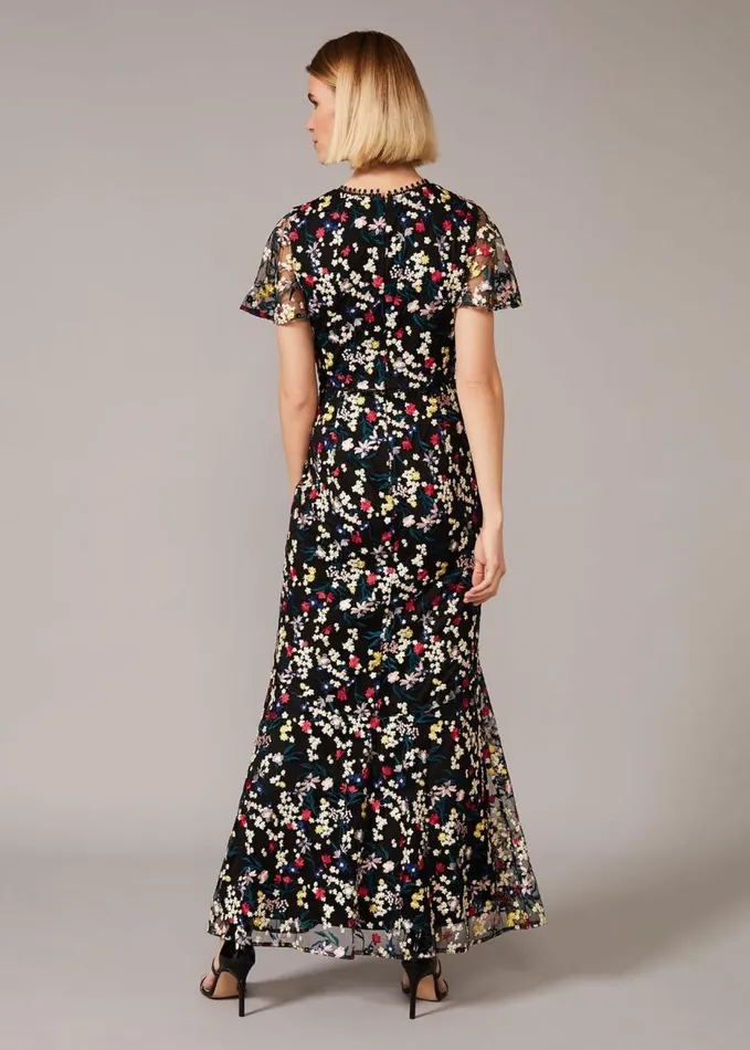 Phase Eight Daiva Embroidered Fishtail Dress Blackmulti Women Dresses