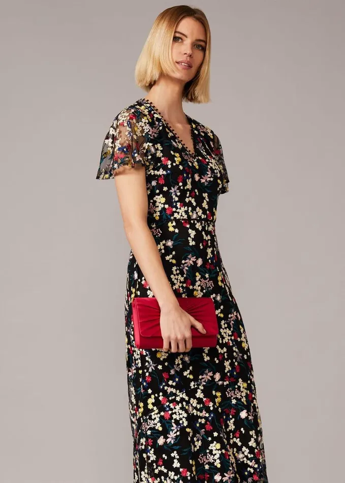 Phase Eight Daiva Embroidered Fishtail Dress Blackmulti Women Dresses