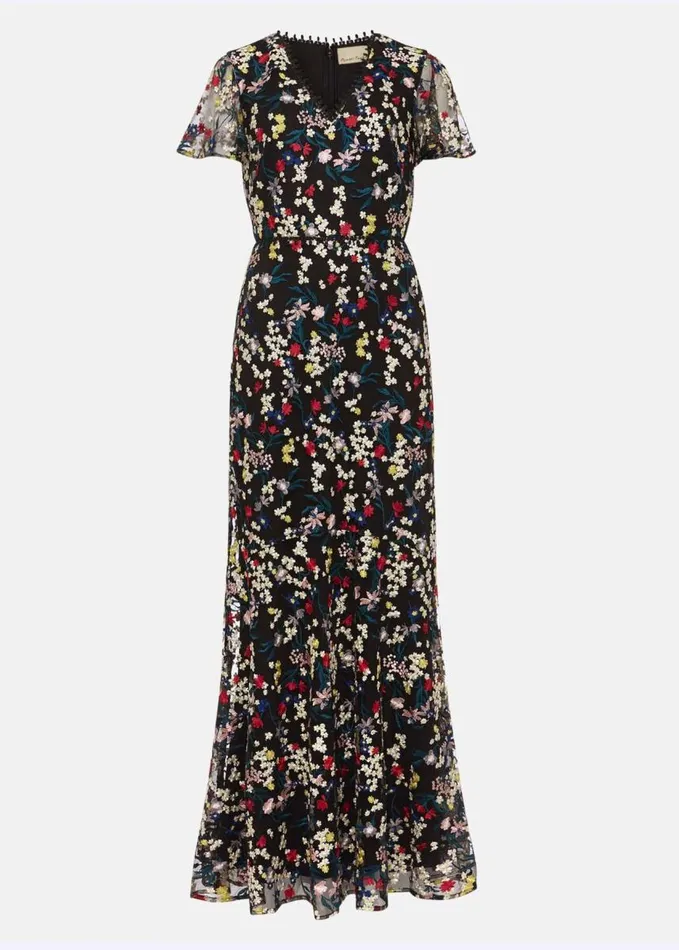 Phase Eight Daiva Embroidered Fishtail Dress Blackmulti Women Dresses