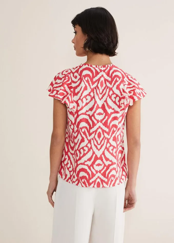 Phase Eight Dalia Ikat Ruffle Top Redivory Women Shirts and Blouses