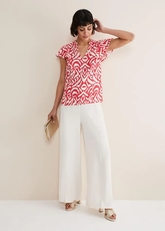Phase Eight Dalia Ikat Ruffle Top Redivory Women Shirts and Blouses