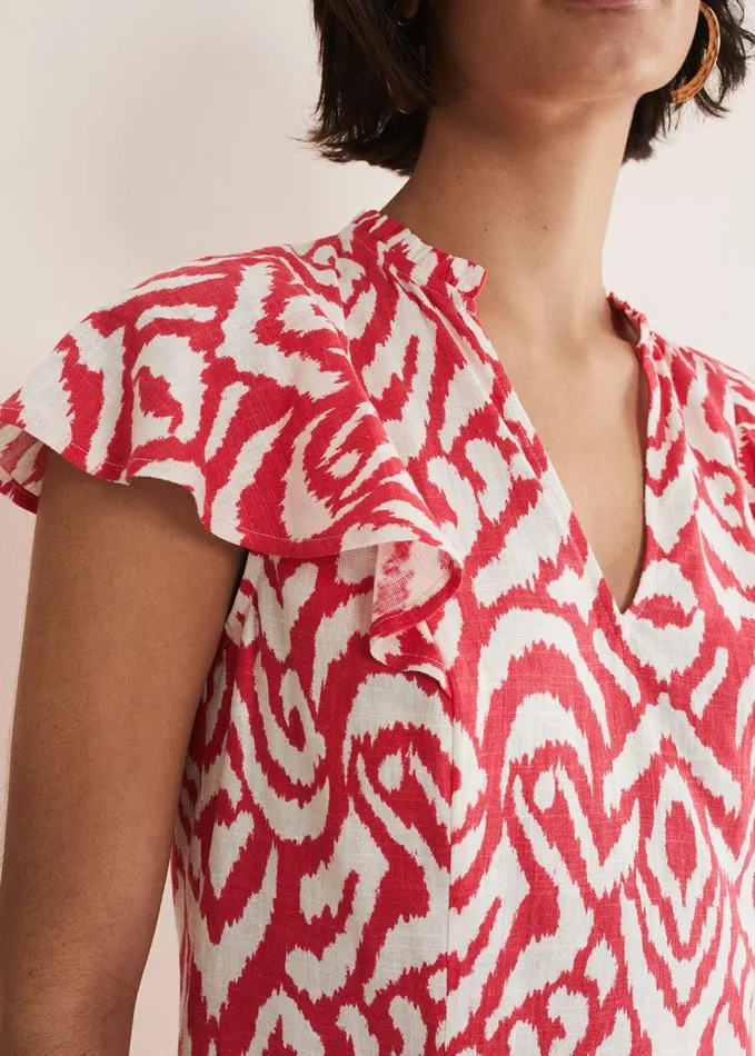 Phase Eight Dalia Ikat Ruffle Top Redivory Women Shirts and Blouses