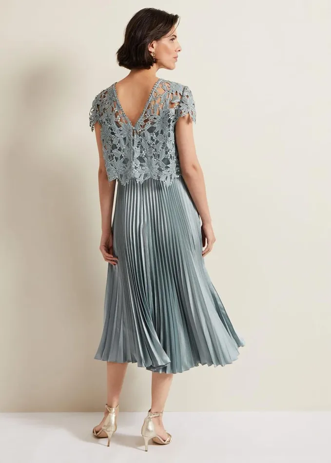 Phase Eight Dana Lace Double Layer Dress Light Green Women Dresses