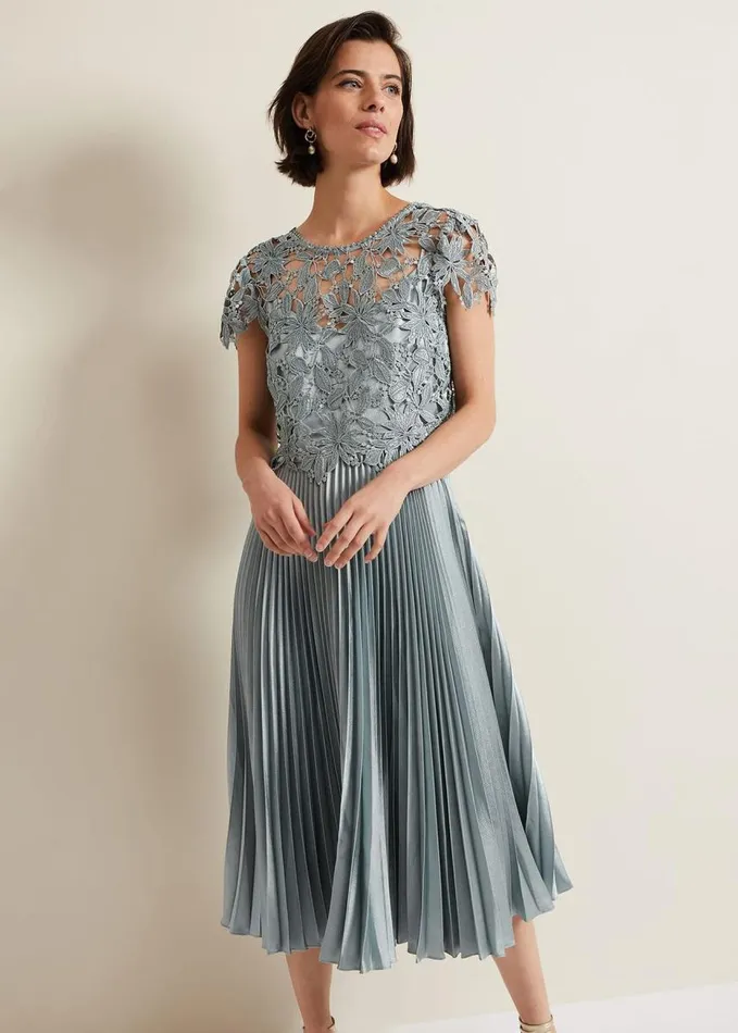 Phase Eight Dana Lace Double Layer Dress Light Green Women Dresses