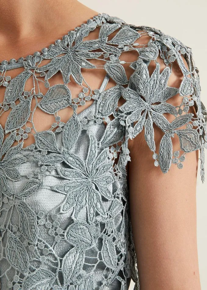 Phase Eight Dana Lace Double Layer Dress Light Green Women Dresses