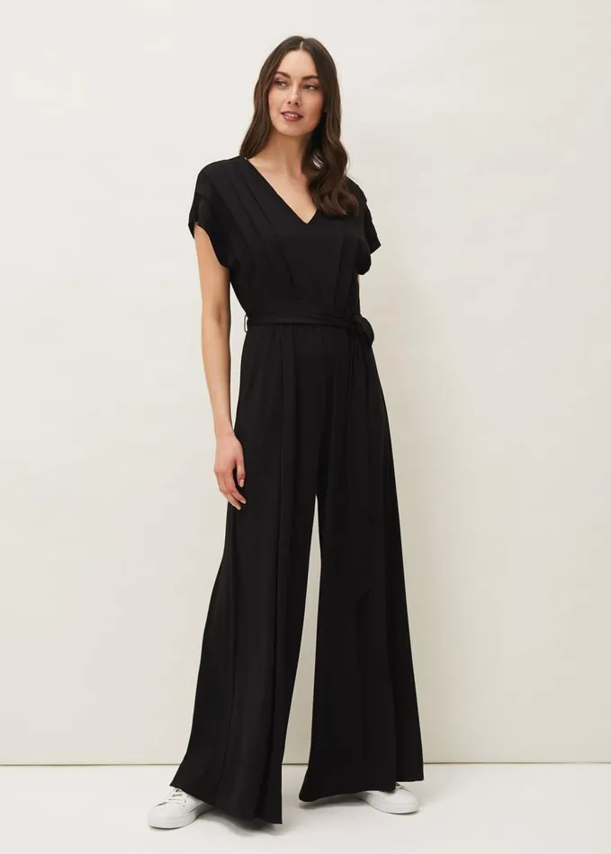 Phase Eight Dania Wide Leg Jersey Jumpsuit Black Women Dresses