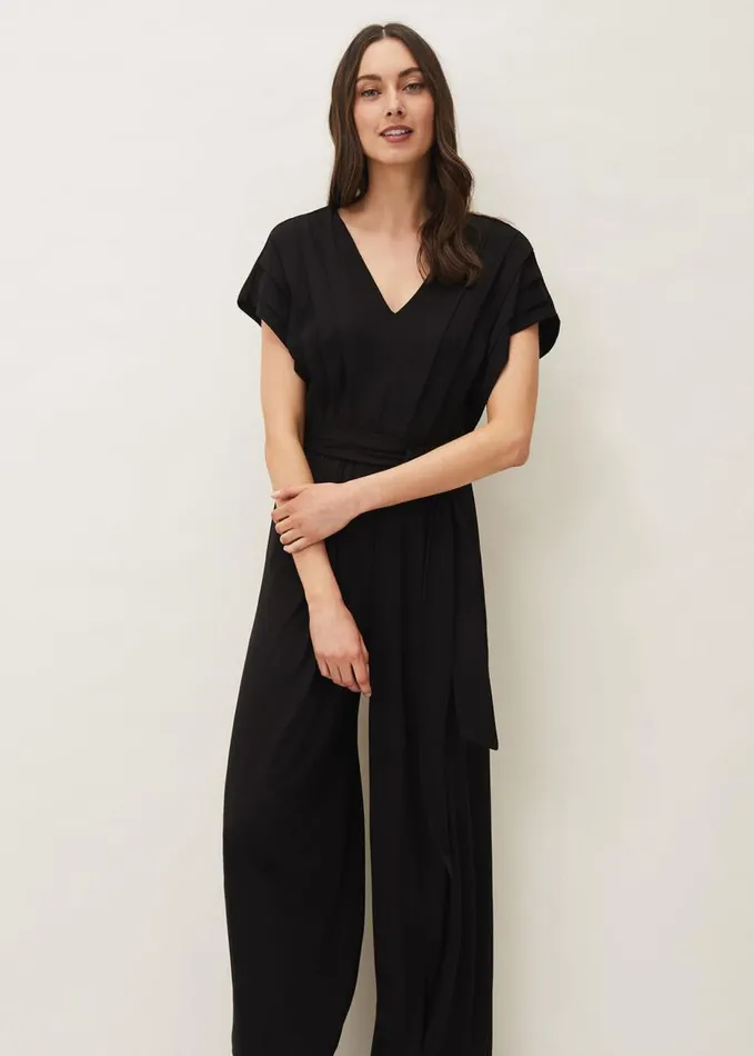 Phase Eight Dania Wide Leg Jersey Jumpsuit Black Women Dresses