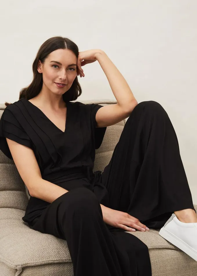 Phase Eight Dania Wide Leg Jersey Jumpsuit Black Women Dresses
