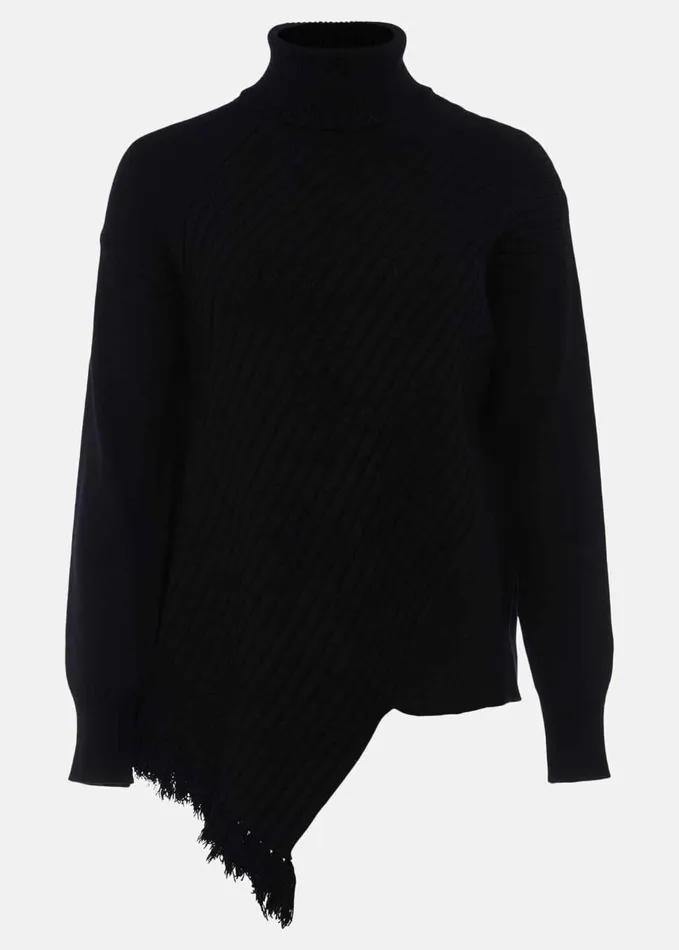 Phase Eight Darcy Cosy Asymmetric Fringe Knit Black Women Knitwear