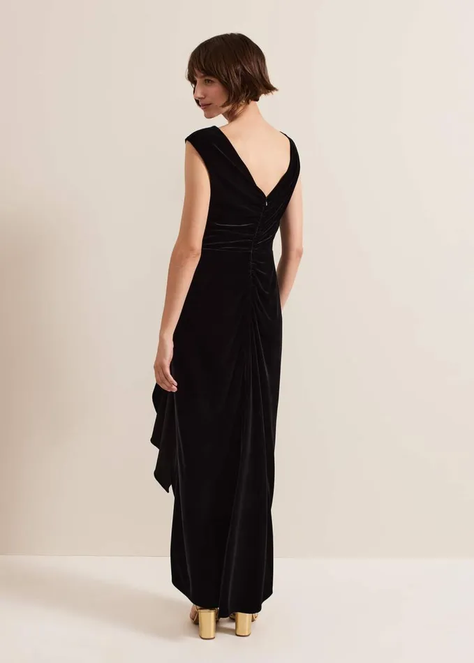 Phase Eight Donna Black Velvet Maxi Dress Black Women Dresses