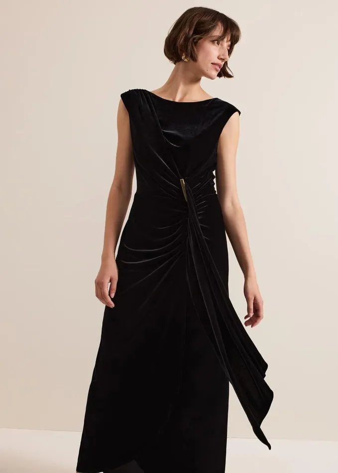 Phase Eight Donna Black Velvet Maxi Dress Black Women Dresses