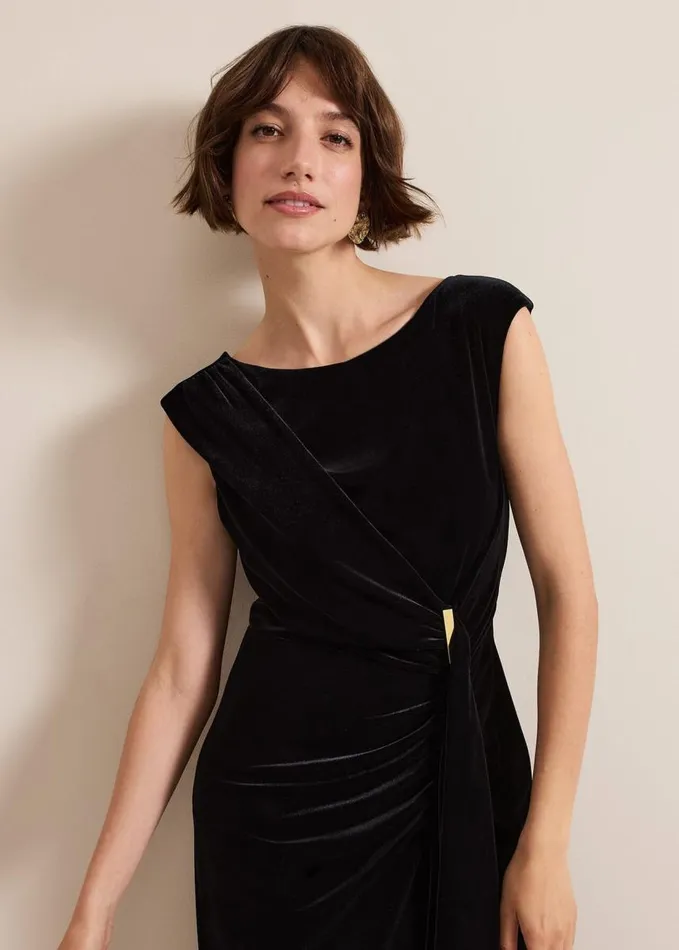 Phase Eight Donna Black Velvet Maxi Dress Black Women Dresses