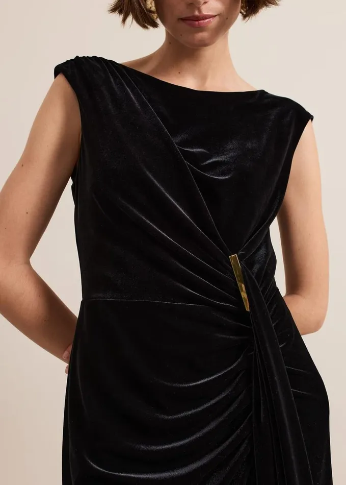 Phase Eight Donna Black Velvet Maxi Dress Black Women Dresses