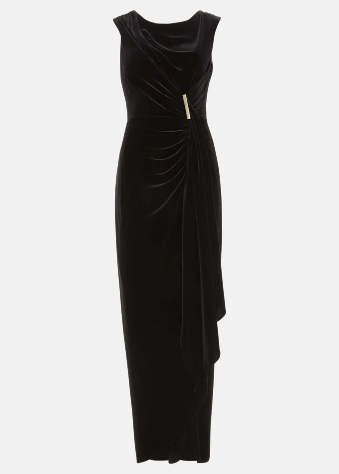 Phase Eight Donna Black Velvet Maxi Dress Black Women Dresses