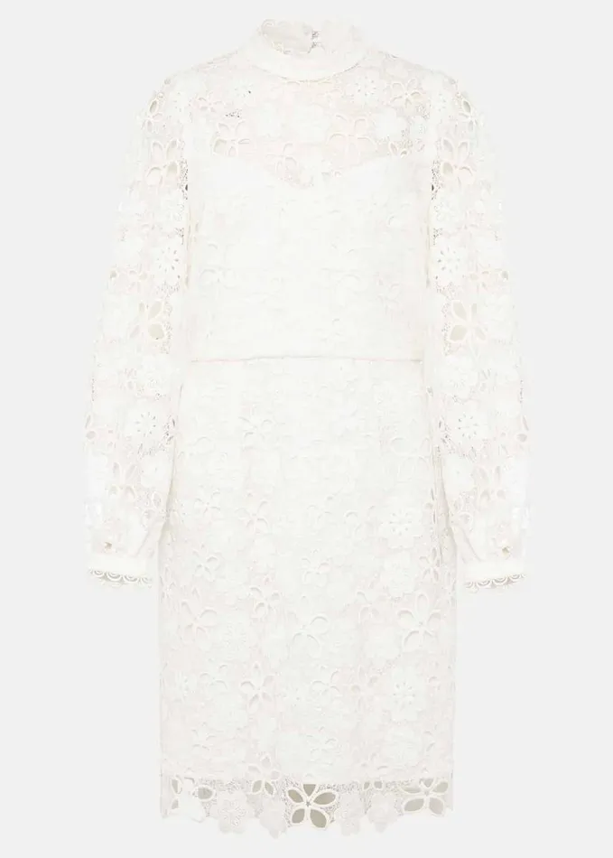Phase Eight Doris Guipure Lace Highneck Dress Ivory Women Dresses